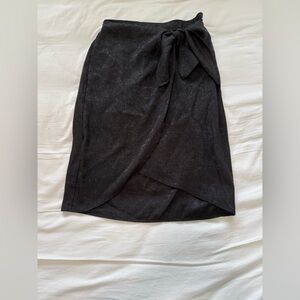 Chenault Black Knee-Length Wrap Pencil Skirt